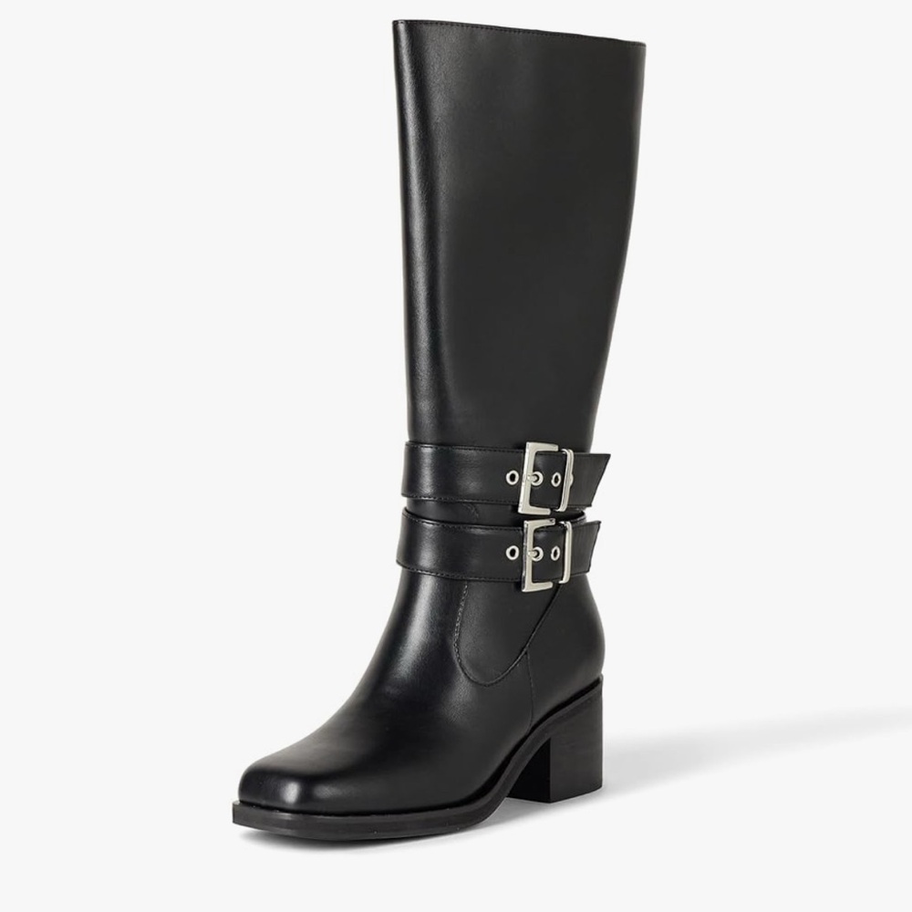 The Drop Women's Sage Tall Biker Boot with Buckles
 Size 7.5‎ Black (S 77)